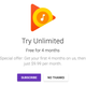 4-month Google Play Music Unlimited/YouTube Red free trial | New members only